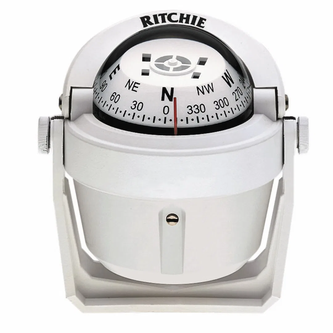 B-51W – RITCHIE NAVI Compass, White 12 Volt Green Light Bracket Mount 2-3/4 Inch Direct Read Dial 4-9/16 Inch Width x...
